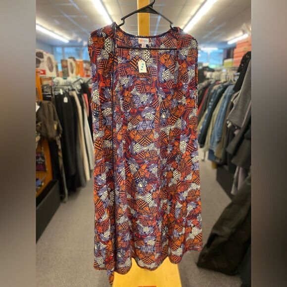 Med LuLARoe Orange & Purple Vest Cardiagn - Picture 1 of 4